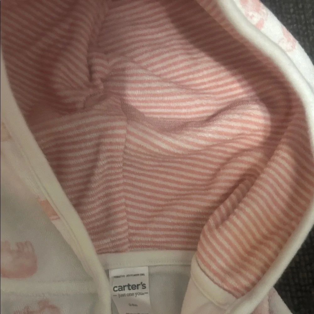 Carter's White and Pink Hooded Baby Robe
